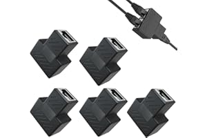 AOUZOVLI 5 Pezzi Sdoppiatore Ethernet da 1 a 2 Connettore Splitter Ethernet Nero,Segnale Durevole E più Stabile, Adatto per Cavi Ethernet Cat 5/6/7/8