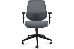 Amazon Basics Silla de escritorio de malla de medio respaldo ajustable, reposabrazos y sujeción lumbar, 63,5 × 58 × 91 cm, gris (Antes éramos Movian)