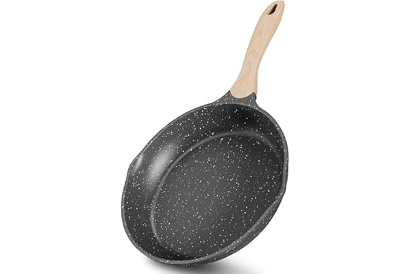 JEETEE Poêle À Frire 20 cm, Poele Induction Avec Revêtement En Granit Suisse, Poêle À Frire Antiadhésive Avec Poignée Résistante À La Chaleur, Convient Pour Toutes Les Cuisinières, Sans Pfoa, Gris