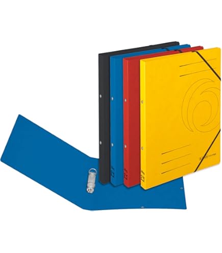Exacompta - ref. 542559E - 1 Glossy printed ring binder with elastic closure - 2 round rings diameter 15 mm - 20 mm spine - Dimensions: 32 x 25 cm - Format A4 - Colour: yellow