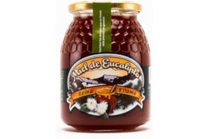 REINA KILAMA Miel pura de abeja. Miel de Eucalipto. Miel origen España 100% en envase de 500grs. Miel proveniente del néctar de las flores del árbol del eucalipto. De color ámbar oscuro con notas verdes.