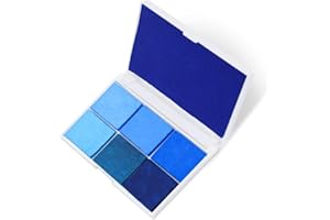 YITEXIN Tampons encreurs lavables de 7 couleurs - Grandes et petites tailles - Pour tampon, doigt, bricolage, papier et bois - Tampon encreur multicolore avec paillettes (Bleu)