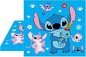 POPOYU 20PCS Paper Napkins Tissue Stitch Theme Tableware Stitch Birthday Party Tableware for Kids Birthday,Stitch Cartoon for Boys Girls Birthday Supplies Lilo Stitch Theme Party Favor Decoration