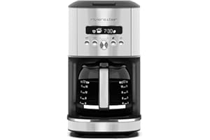 RIVIERA & BAR riviera&bar Cafetière Filtre Programmable - 1,8L avec Écran LCD, Départ Différé 24h, Maintien au Chaud, Stop-Gouttes, Alerte Détartrage, Sélecteur d'Arôme, Douchettes Multi-Sorties - 950W - Inox