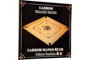 ASMODEE Carrom Art | Carrom : Mango - 83 cm - Édition familiale | Billard indien | À partir de 6 ans | 2 à 4 joueurs | 20 minutes, Marron