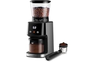 ‎SHARDOR SHARDOR Elektrische Kaffeemühle Kegelmahlwerk mit 31 Feinmahlstufen, Kaffeemühle mit Edelstahlgehäuse für Espressomaschinen Kaffeemühle Elektrisch mit LCD-Display und Präziser Digitaler Timer