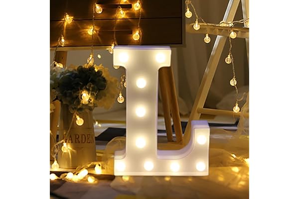 Erthome - Lumière LED en forme de « L » - En plastique blanc - Décoration intérieure - Disponible dans les 26 lettres de l'alphabet