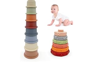 Stapelbara koppar för baby 6–12 månader, Montessori-leksaker 1 2 3 år | 2-i-1 stapelbara koppar & stapelringar baby 6 9 12 månader, pedagogiska leksaker present till pojkar & flickor 1 2 3 år