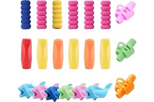Udewo 21 PCS Silicone Pencil Grip Set - Writing Aid Tool with Finger Space Holder for Kids, Children and Adults
