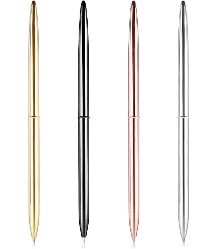 PATIKIL Metall-Kugelschreiber – 12 Stück, Roségold, 1mm Mine – Drehbar, Schwarze Tinte