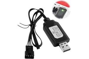 TEASTEAM USB Cable Cargador Batería 7.4v SM-4P Plug de Baterías Recargables LiPo/Ni-CD/Ni-Mh para Juguetes RC Coche, Tanque, Camiones, Trenes, Barco, Avión, Drone