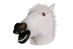 molezu Pferdemaske für Halloween Maske Latex Tiermaske Erwachsene Pferdekopf Pferd Kostüm für Weihnachten Party Dekoration Braun/Schwarz/Weiß