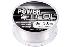 Ultima Power Steel Super Sterk Angelschnur 600m Spule, Transparent, 0.25mm-8.0lb/3.6kg