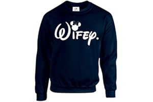 D&H CLOTHING UK Wifey Hubby Mr Mrs The King His Queen King Queen Writing Drawing Cartoon Miney Prince Princess Crown Couples Valentines Matching Love 01 Lover Fit Jumper Sweatshirt Sweater Pullover