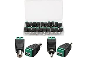 GALDOEP 20 Pcs（10 Pares） RCA Macho Hembra Conector Kit，bloque de terminales adaptador RCA，RCA Macho Enchufe y Hembra Jack de AV Tornillo Terminal