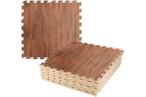 LUVODI Tappeto per palestra pavimento puzzle: tappetino incastro 60x60cm tappetini ginnastica fitness casa tatami bambini gioco esercizi legno effetto schiuma eva morbid antiscivolo quadrato interno