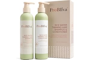 PROBLIVA Rice Water Hair Growth Shampoo and Conditioner Set with Biology and Caffeine for Hair Loss - Rice Water Formula for Women and Men (240ml X 2)