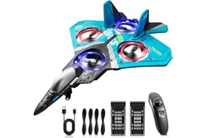 SGZIOO Avión Teledirigido, 2.4Ghz 2 Canales Avión de Control Remoto con Luz LED Aviónes RC con Mando a Distancia Modelo deavión de Control Remoto con 3 Ejes Giroscopio Sistema para Niños Adultos (Azul)
