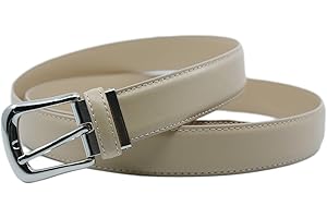 YEHMAN Ceinture classique 3 cm en croûte de cuir de vachette ajustable boucle argenté à ardillon 120 cm