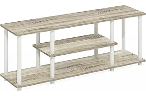 Furinno Turn-N-Tube No Tools 3D 3-Tier Entertainment TV Stands, Oak/White, 44-Inch