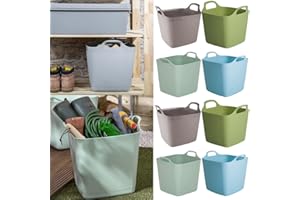 ALLURE HOME STYLE LETS BEGAN YOUR JOURNEY WITH US AHS Square Plastic Flexi Tub - 8L/15L/25L/40L Laundry Storage Basket - Multipurpose String Heavy Duty Container - Garden Home Storage Tubs - Hardwearing Plastic With Flexible Handles - (25Ltr)