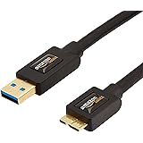 Amazon Basics Cavo USB 3.0, A Male / mini B, con connettori placcati in oro, 1.8 m, Nero/Oro