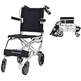 QUIRUMED Aluminum Travel Wheelchair Transit Wheelchair Transit Wheelchair Transit Wheelchair Seat 36cm Lightweight Folding Re