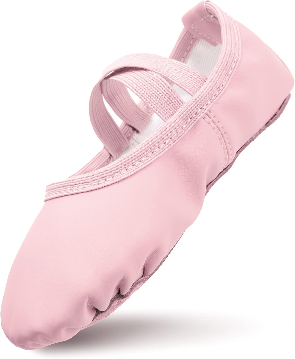 Zapatillas de ballet para niña, de piel, forro de algodón grueso, suela de piel completa, zapatos de danza, correas precosidas, zapatillas de ballet