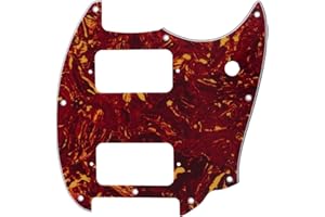 Musiclily Pro 9 Holes Round Corner HH Guitar Pickguard 2 Humbuckers for Squier Bullet Series Mustang Electric Guitar, 4Ply Vintage Tortoise