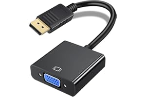 KCRNW DisplayPort (DP) to VGA Adapter Gold-Plated Display Port to VGA Adapter Compatible with Computer, Desktop, Laptop, PC, Monitor, Projector HDTV-Black(Not Bidirectional,Not Compatible with HDMI or USB)