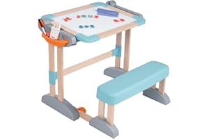 Smoby - Bureau Modulo Space - Transformable en Tableau Double Face - Bois et Plastique - Pliable et Compact - 80 Accessoires Inclus - A Partir de 3 Ans