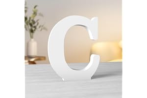 Aruatu 8 Inch White Unfinished Wood Letters for Wall Decor - Standing & Decorative Large Letters for Craft, Home, Party Project (C)