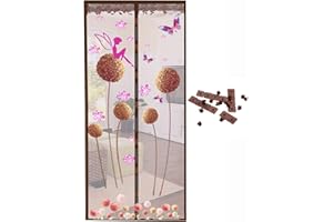 51buyoutgo Door Screens For Keeping Out Flies, Double Magnetic Fly Screens For Patio Doors, French Insect Door Net Fly Screen Curtain Mesh, Fly Nets For Doors Cover Nets With Magnets 90*210 cm Brown