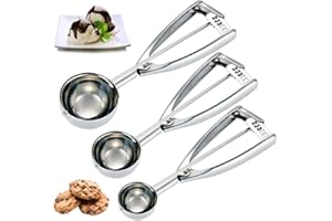 Eisportionierer Edelstahl, DMOPRDNB Eislöffel Portionierer mit Auslöser, verdickter 304 Edelstahl Cookie Scoop für Eiscremekugel, Backen, Melonenkugel