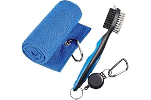 Berfea Golfschläger-Reinigungsbürste und Golf-Handtuch-Set, Golfschlägerbürste und Golf-Rillen-Reinigungsset, Golf-Zubehör für Herren