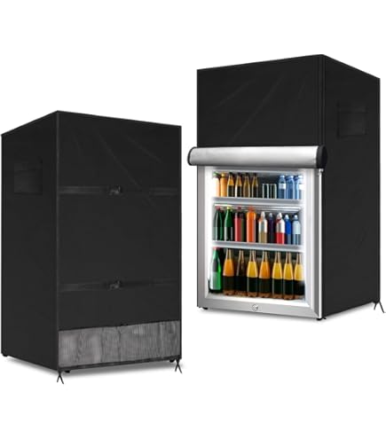 Bitubi Beverage Refrigerator Cooler Cover,Outdoor Fridge Cover Waterproof Dustproof Sunproof 20 W X 20 D X 33 H Suitable For Most 32 Cuft Beer Or Wine Mini Fridge Black B0c6dx7zx2 - View #2