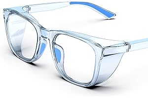 TOREGE Gafas protectoras transparentes con protectores laterales, antivaho y antiarañazos con agarres antideslizantes y protección UV completa - Gafas protectoras ideales para mujeres y hombres