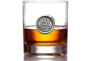 ENGLISH PEWTER COMPANY SHEFFIELD, ENGLAND English Pewter Company 11oz Whisky Glass Tumbler with Monogram Initial - Personalised Gift with Your Choice of Initial (A) [MON101]