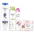 Dove Intense Repair Hair, Coconut Shower Mousse, Pomegranate Body Scrub and Pomegranate & Lemon Verbena Deodorant Luxury 4 Pack Luxury Bundle
