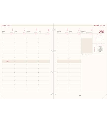 Agenda Semainier 2026 OBERTHUR CHICAGO LA DOLCE VITA - Janvier à Décembre 2026 - 10x15 Cm, Reliure Wire-O, 2 Langues (français/anglais)