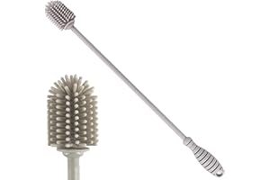 Scovolino Borraccia (38CM) GRIGIO, Spazzola Pulizia, Lava Bottiglia, lavabottiglie Lungo, Pulisci Borracce Silicone, Spazzole per Pulire Biberon, Senza BPA, Lavaggio Bicchieri, Scrubber, (KPRICE)