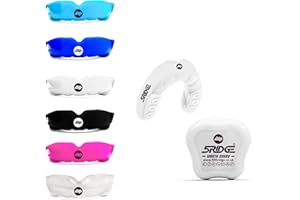 5RIDGE Mouth Guards for Boxing Men Adult Youth Junior Mouldable Rughby Sports Slim Fit Boil and Bite Gum Shield with Box MMA Hockey Basketball Muay Thai Football (White, Junior Under 11 Years)