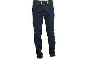 MASTINO Jeans Uomo 5 Tasche Invernale Imbottito in Pile Caldo Foderato Elastico 46-60 Termico Scuro a Vita Alta Denim
