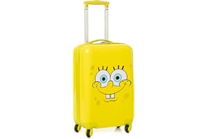 SPONGEBOB SQUAREPANTS Kabinenkoffer für Kinder und Erwachsene | Frauen und Teenager Gelber Charakter Kleiner Hartschalen-Trolley mit ausziehbarem Griff | Spongebob Merchandise Geschenke