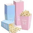 50 Scatole Popcorn Rosa E Blu In Cartone - 11.5x7x5cm - Ideali Per Feste Di Compleanno, Cinema E Baby Shower - 2