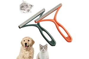 JUNE TECH Pet Hair Remover for Carpet Reusable Pet Hair Remover Brush Portable Brush for Sofa Car Furniture Stairs Pet Bed Portable Carpet Brush, Easy to Clean Cat Dog Hair Fur (Green+Orange)