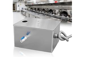 RSHJD Separador de Grasa Acero Inoxidable Trampa de Grasas Comercial, Filtro de Aceite para Cocina Restaurante Aguas Residuales con Colador y Desagüe Extraíbles, Buen Rendimiento de Sellado