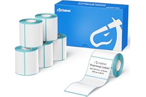 CLABEL 6 rotoli di nastro bianco per stampante 221B 221B 230B e 320B, etichette termiche autoadesive per etichettatrice, nastro di ricambio adatto per casa, ufficio, scuola (40 x 30 mm)