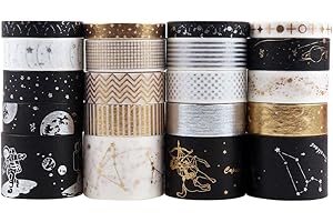 Lychii Washi Tape Set, 20 Rollen Gold Stamping Masking Tapes, Multi-Pattern Dekoratives Klebeband Kollektion für Kunst und Heimwerker, Verschönern Bullet Journals, Planer, Scrapbooking