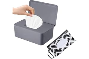 SEPSCO Porta Salviette Umidificate 2Pezzi, Scatola Salviettine Neonato e Sacchetti-Salviette Grande Salviettine Dispenser con Coperchio Antipolvere Impermeabile Riutilizzabile per Home Bagno Office